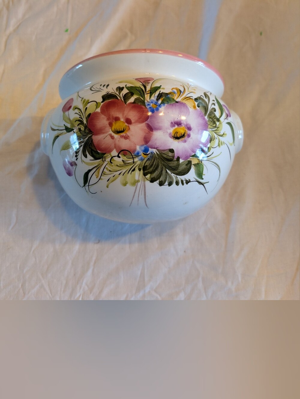 2/60$ Vintage Pink and Purple Floral Ceramic Wall Pocket